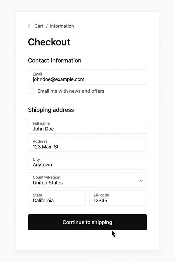 Shopping cart example